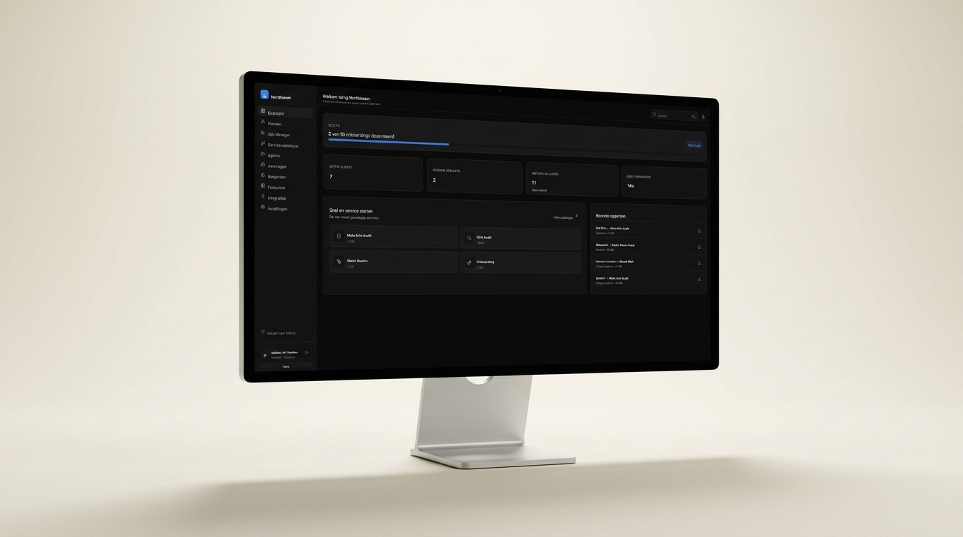 Admin paneel op Studio Display — multi-agency oversight